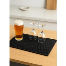 Asseds Store Silikon Bar Matı, Siyah, Kaymaz Tezgah ve Bulaşık Kurutma Matı, 43X29 Cm, Mutfak ve Bar Için