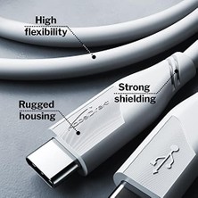 Asseds Store – Usb-C Kablosu, USB 2.0 – 2 M (Usb-C - Usb-C, Veri Kablosu/şarj Kablosu, Güç Dağıtımı ile 480 Mbit/s ve 100 W'a Kadar Şarj Akımı/pd 3, Entegre Çip, Beyaz)