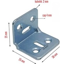 Asseds Store Mobilya Köşe Bağlantı Aparatı, L Tipi Metal Köşebent, 30X25X25MM, Gümüş Renk, 10 Adet Vida Dahil, Dolap Raf Montaj Bağlantı Seti