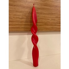 Mum Şamdan Mumu Burgulu Model Renk Kırmızı Yükseklik 25 cm