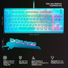 MiraLive Apex 3 Tkl Rgb Suya ve Toza Dayanıklı Türkçe Gaming Klavye – Mavi
