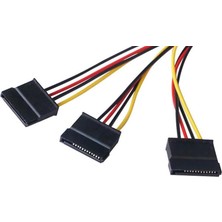 MiraLive 0151 Üçlü 3 Port Ide Molex Sata Power HDD 4 Pin Güç Kablosu 4pin Molex Erkek/ 3x 15PIN Sata Dişi 20 cm Sata Power 3lü Çoklayıcı Splitter