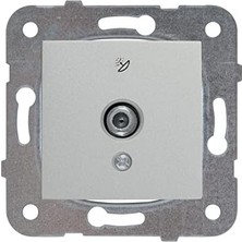 Asseds Store / Gümüş Uydu Prizi F Kon 10 Db Mekanizma+Düğme Kapak