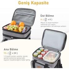 Asseds Store Körüklü Termal Termos Çanta, Çift Bölmeli, Genişleyebilen Soğuk Tutucu Yalıtımlı Beslenme Çantası, Soğutucu Buzluk Yemek Taşıma Çantası