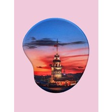 MiraLive Rakkun Shop Türkiye Serisi - Kız Kulesi Gün Batımı Baskılı Bilek Destekli Mouse Pad