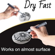 Asseds Store Diş Fırçası Tutucuları, 6'lı Paket Siyah Beyaz Akrilik Kalemler, Taş, Ahşap, Metal, Seramik, Cam ve Kağıt Üzerine Yazı Yazmak Için Kalıcı Işaretleme Kalemleri