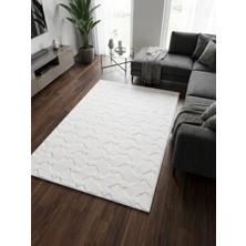 NarStore Home Rölyef Krem Renk Modern Yıkanabilir Salon Oturma Odası Koridor Yolluk Halı