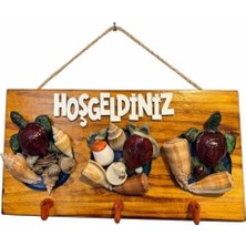 Asseds Store Deniz Kabuklu ve Kaplumbağa Figürlü Ahşap Duvar Anahtarlığı – Hoşgeldiniz Yazılı Dekoratif Askılık, Giriş Holü Kapı Süsü Ev Dekoru.