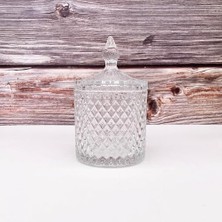 Asseds Store Kristal Cam Şekerlik, Desenli Kapaklı Dekoratif Saklama Kabı