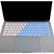 MiraLive Klavye Koruyucu Silikon Kılıf Türkçe Q Baskılı Uk-Ters L- Enter Tipi Pro 13INÇ A1708,  A1534 12INÇ Uyumlu, Ultra Ince Hafif Yıkanabilir Klavye Filmi Mavi Pembe