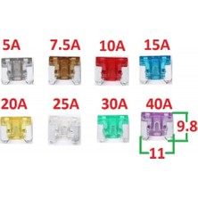 Mini Bıçak Sigorta 15A, Yassı, 25 Adet, Araçlar Için, Yüksek Performans