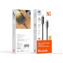 Asseds Store CA-5610 Usb-C To Usb-C 100W Kablo Yatay LED Ekranli Siyah