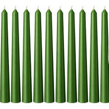 Asseds Store Yeşil Renk Ince Şamdan Mum Seti + 25 cm Uzunluk + 10’lu Paket + Dekoratif Taper (Dilek) Mum + Şık Masa, Davet ve Özel Gün Dekorasyonu Için