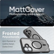 Asseds Store 17 Için Magsafe ile Uyumlu Mattcover Serisi Arkası Mat Polikarbonat Kenarları Silikon ve Köşeleri Güçlendirilmiş Kamera Korumalı Ince Silikon Kılıf (Manyetik, 17)