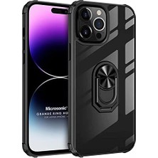 MiraLive 14 Pro Max Için Kılıf Grande Clear Ring Holder Siyah [ 14 Pro Max ile Uyumlu Kılıf - Siyah]