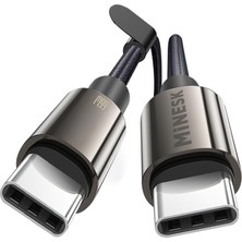 MiraLive Super-C Serisi 66 Watt Gücünde Pd Type-C Hızlı Şarj ve Data Kablosu 100 cm Uzunluk Kopmaz Örgü Materyal ve Çinko Alaşım Metal Uçlar (66 Watt Ekransız)