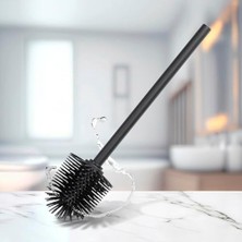 Asseds Store Siyah Saplı Silikon Yedek Fırça Ø 8 cm Silikon Yedek Başlıklı Yedek Tuvalet Fırçası Siyah