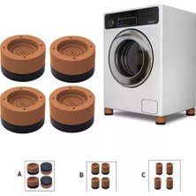 Asseds Store Beyaz Eşya Ayağı Çamaşır Makinesi Mobilya Titreşim Önleyici Kaydırmaz 4 Lü Set Kahverengi (8,5 Cm)