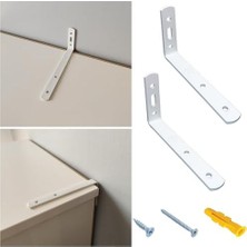 Asseds Store 2 Adet Beyaz Çelik Deprem Dolap Sabitleme Aparatı 16X60X140MM - Mobilya Eşya Kitaplık Duvar Sabitleyici L Demir Gönye Köşebent