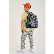 MiraLive Siyah Mavi Grafiti Ilkokul Okul Sırt Çantası - Erkek Çocuk