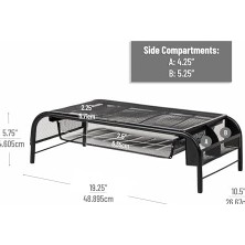 Asseds Store Reader Network Monitör Standı, 3, 1 Kağıt Tepsi ve 2 Yan Depolama Bölmesi, Masaüstü Düzenleyici, Metal Örgü, 2'li Set, Siyah 2'li Paket