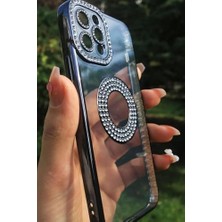 Asseds Store 13 Pro Ile Uyumlu Taşlı Parlak Logo Açık Kadın Kılıf Kapak (Siyah)