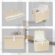 Asseds Store Çok Amaçlı Kapaklı Sandık Tipi Hurç Organizer – Büyük Boy Saklama Kutusu – Dolap Içi, Yatak Altı ve Altı Için Sert ve Dayanıklı Depolama Çözümü – Katlanabilir (Krem, 40X30X26 Cm)