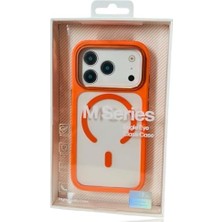 Asseds Store 17 Pro, Turuncu Çerçeveli Şeffaf Koruyucu Kılıf, Yüksek Kaliteli Telefon Koruma Silikon