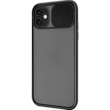 Asseds Store 11 ile Uyumlu Arkası Mat Yapıya Sahip Sürgülü Kamera Korumalı Silikon Kılıf (Siyah)