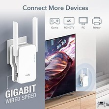 Asseds Store Cudy RE1800 AX1800 Gigabit Mesh Wi-Fi 6 Genişletici Internet Güçlendirici, 2000 Ft2'ye Kadar Alanı Kapsar, 1,8 Gbps Çift Bant Tekrarlayıcı, Ap Modu