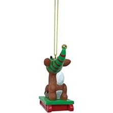 Asseds Store Department 56 Rudolph Kırmızı Burunlu Ren Geyiği Kızağa Binen Asılan Süs, 2,95 Inç, Çok Renkli
