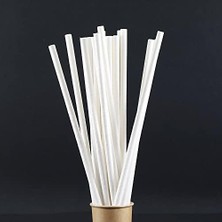 Asseds Store ve Janset Kağıt Pipet 100 Adet Beyaz Kağıt Pipet, Çap 6 mm 20 Cm, Pla/pe Içermez, Biyolojik Olarak Çözünebilir Tek Kullanımlık Pipet, Sağlam Kağıttan