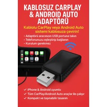 Kablosuz Carplay & Android Auto Adaptörü - Apple ve Android Cihazlar Için Evrensel Wireless Carplay Çevirici ( Lisinya )