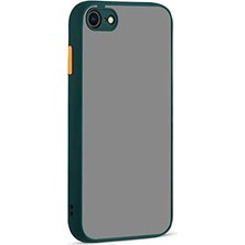 Asseds Store 7- 8 - Se 2020 ile Uyumlu Arka Kısmı Mat Şeffaf Yapıya Sahip Kenarları Silikon Tpu Malzemeden Üretilmiş Renkli Tuşlara Sahip Kamera Korumalı Transparan Kılıf (Yeşil)