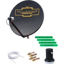 Technozi 85CM Delikli Çanak Full Hd Yeni Nesil Rüzgar, Kar Etkilenmeyen Kırsal Kalın Çanak Anten Seti Tekli Lnb