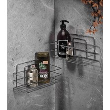 MiraLive 2'li Parlak Krom Yapışkanlı Banyo Rafı, Duş Şampuanlık, Paslanmaz Metal Duvar Rafı (Yapıştır/vidala)