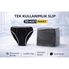 Bezos Tek Kullanımlık Slip 10 Adet Nonwoven Kumaş Siyah Lastikli Standart Beden