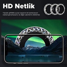 Asseds Store 14 - 14 Plus Uyumlu Taşlı Tasarımlı Kamera Lens Temperli Koruyucu