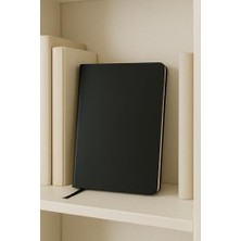 Asseds Store Defter, Çizgisiz Not Defteri, Siyah Termo Deri Kapaklı Çizgisiz Not Defter, 128 Yaprak A5 Planlama Not Defteri, Ofis ve Kırtasiye, Plan, Notebook (14CM x 21 Cm)