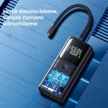Asseds Store 150PSI 4000MAH Şarjlı Taşınabilir Hava Pompası Araç Lastik, Bisiklet, Top Şişirme (Powerbank+Led Lamba+Lcd Ekran)