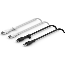 Asseds Store Boost Charge Silikon Usb-C Şarj Kablosu, Usb-C, 16, 15, Galaxy S24, S23, Ipad, Macbook,, V Daha Fazlası Için, 1 Metre, 2'li Paket, Siyah ve Beyaz