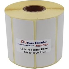 Asseds Store Lamine Termal Etiket 70MM x 30MM Ruloda 1000 Adet 40MM Çapında Direk Termal Transfer Etiketi