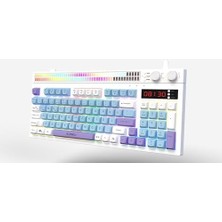 Asseds Store K1 Fonksiyonel Çift LCD Ekran & Çift Rgb - Ses Kontrolcülü Membran 94 Tuşlu Rgb Modlu Gaming Klavye