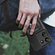 Asseds Store 13C Uyumlu Kamera Korumalı Sürgülü Yüzüklü Standlı Tank Kılıf (Siyah)