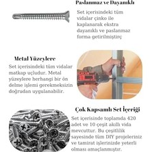 Asseds Store All Fasteners 420'LI Akıllı Havşa Başlı Vida Seti–10 Çeşit Matkap Uçlu –takım Çantalı Akıllı Vida Seti