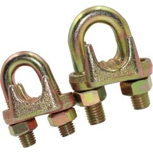 Asseds Store Çelik Halat Kelepçesi, 12MM A Tipi, Sarı Galvaniz Kaplama, 2'li Set