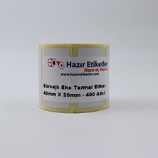 Asseds Store Eko Termal Etiket(Sürsajlı) 40MM x 20MM Toplam 3200 Adet 8 Rulo, Ruloda 400 Lü Sarılmış 40MM Çapında Örtücü Kapatma Etiketi Taşınabilir Barkod Yazıcılar ile Uyumlu