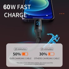 Asseds Store PD60W Hızlı Şarj Kablosu, LED Ekranlı, 480MBPS Type-C To Type-C Kablo, USB C - USB C Erkek - Erkek Kablo Tip C To Tip C 1 Metre U05CC3