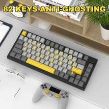 Asseds Store Ajazz AK820 75% Tkl Kablolu Mekanik Klavye, Çalışırken Değiştirilebilir Conta Montajlı Oyun Klavyesi, Rgb Aydınlatma, Wın/mac Için Cnc Düğmeli 82 Tuş-Gri