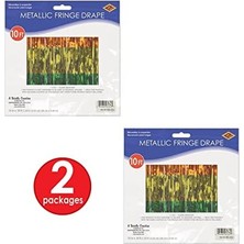 Ecovibe 1 Kat Metalik Püsküllü Perde, 2 Parça, 38 cm x 10 ', Çok Renkli